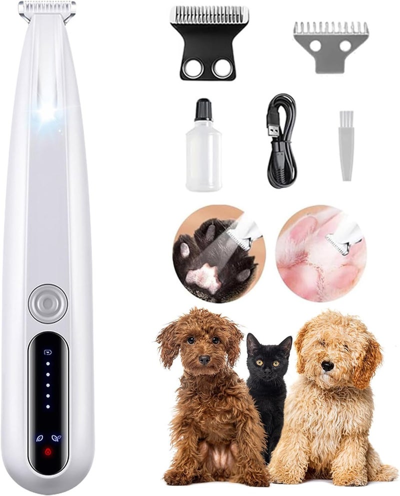 MOONEON 2026 New Pet Precision Trimmer, Dog Paw Trimmer with LED Light, Low Noise, IP68 Waterproof, Dual-Speed Motor, Suit for Trimming Paw, Ear, Face, Butt, Eyebrows, USB Rechageble - Image 1